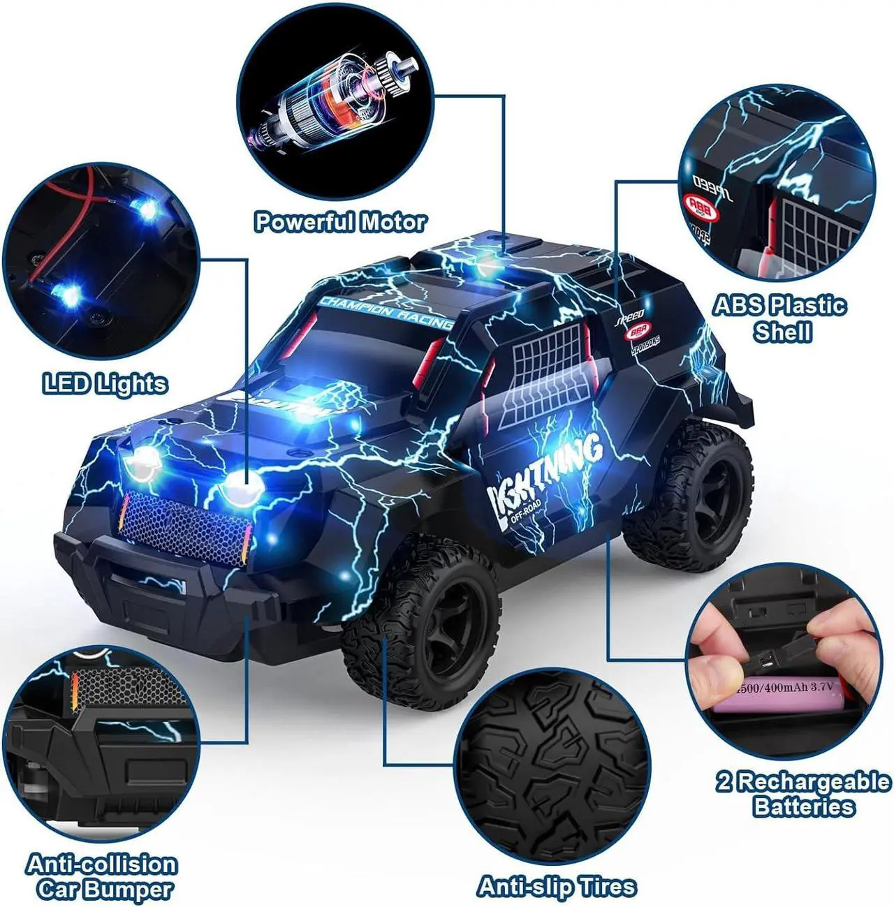 Alt view image 4 of 7 - Remote Control Car for Boys 4-7, Off Road Mini RC Car for Kids, Cool Light Up 1/24 Scale Hobby RC Cars Truck Race Car Toy Christmas Birthday Gifts for 3 4 5 6 7 8 Years Old Boys