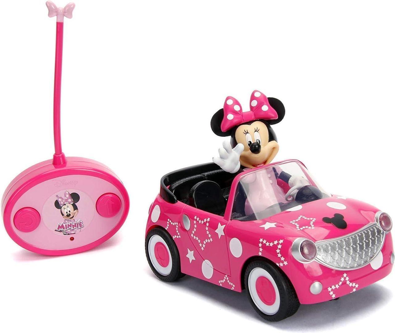 Main image of Disney Junior 7.5" Minnie Mouse Roadster RC Remote Control Car Pink 27MHz, Toys for Kids , Pink With Stars and Polka Dots