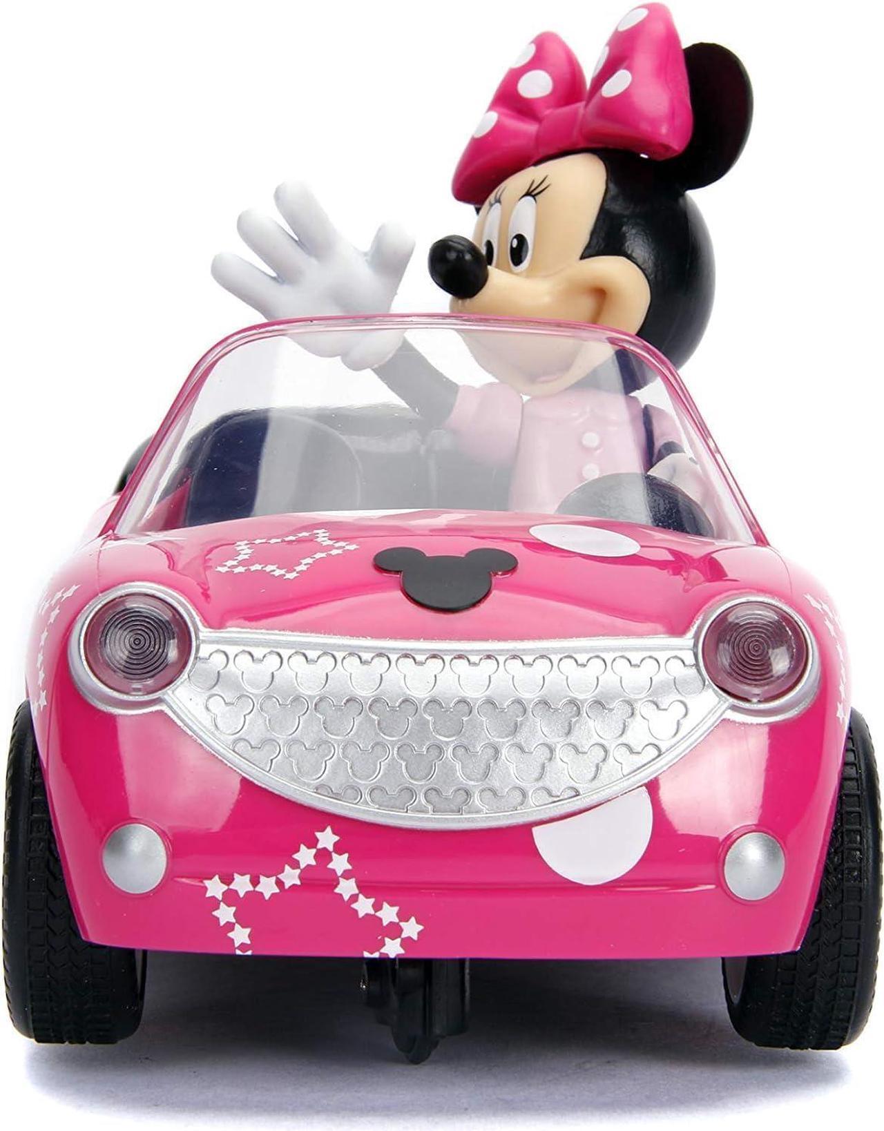 Alt view image 2 of 5 - Disney Junior 7.5" Minnie Mouse Roadster RC Remote Control Car Pink 27MHz, Toys for Kids , Pink With Stars and Polka Dots