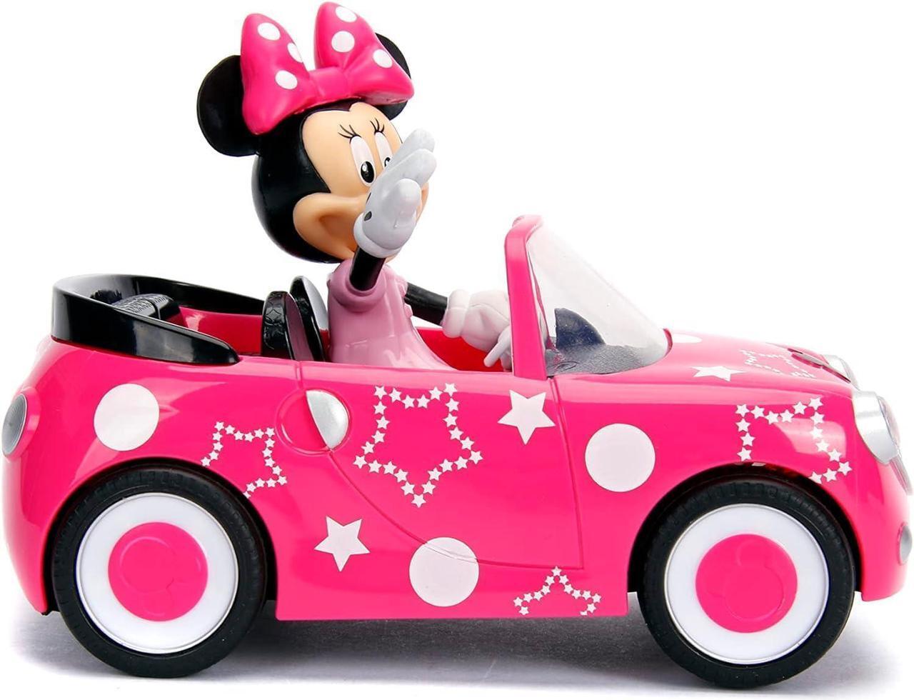 Alt view image 3 of 5 - Disney Junior 7.5" Minnie Mouse Roadster RC Remote Control Car Pink 27MHz, Toys for Kids , Pink With Stars and Polka Dots