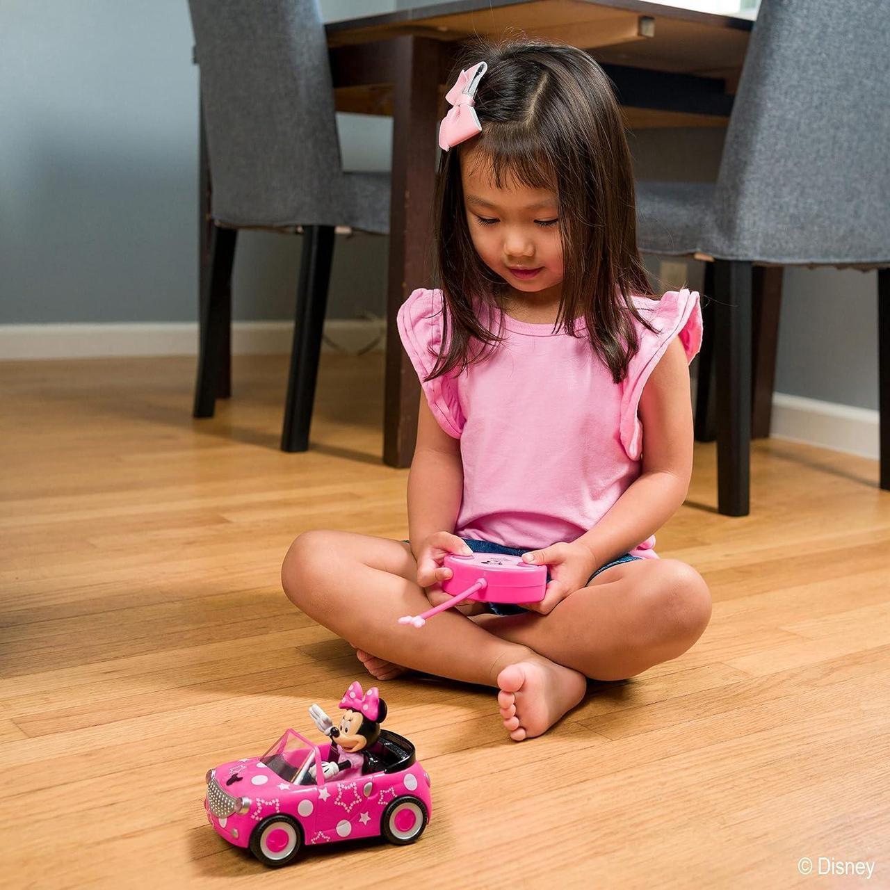Alt view image 5 of 5 - Disney Junior 7.5" Minnie Mouse Roadster RC Remote Control Car Pink 27MHz, Toys for Kids , Pink With Stars and Polka Dots
