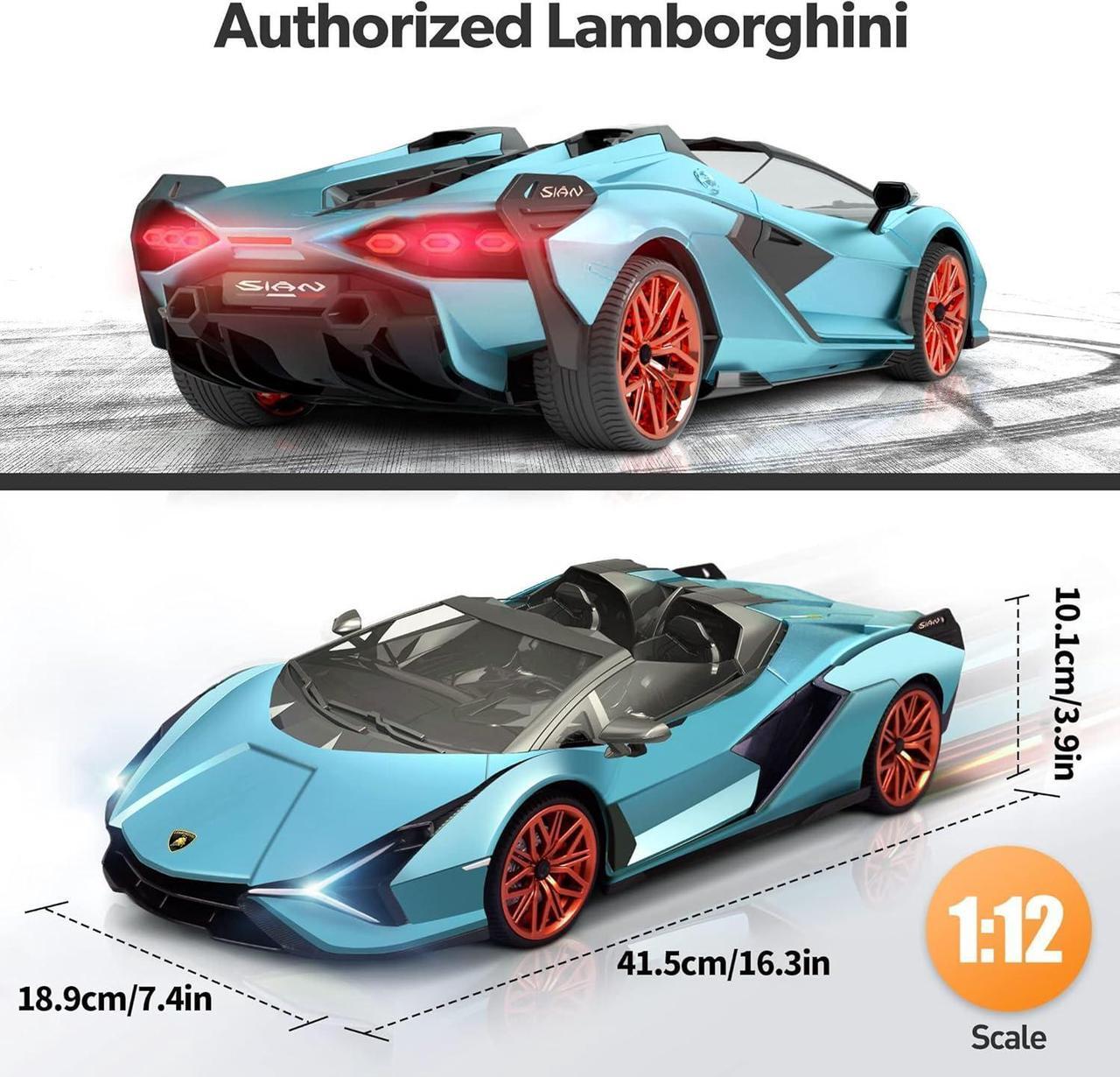 Alt view image 3 of 7 - MIEBELY Lamborghini Remote Control Car, 1:12 Scale Lambo Toy Car 7.4V 900mAh Officially Licensed 12Km/h Fast Rc Cars with Led Light 2.4Ghz Model Car for Adults Boys Girls Birthday Ideas Gift - Blue