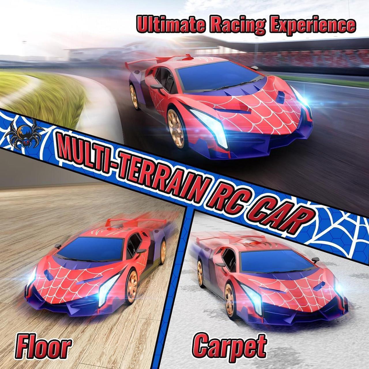 Alt view image 5 of 7 - Spider Remote Control Car 1:16, 2.4GHz RC Cars Spider Toys Gifts For 3 4 5 6 7 8 9 10 Year Old Boys Kids, Electric Rechargeable Race Toy Car With Lights, Boys Girls Toys Age 4-6 6-8 8-12 Birthday Gift