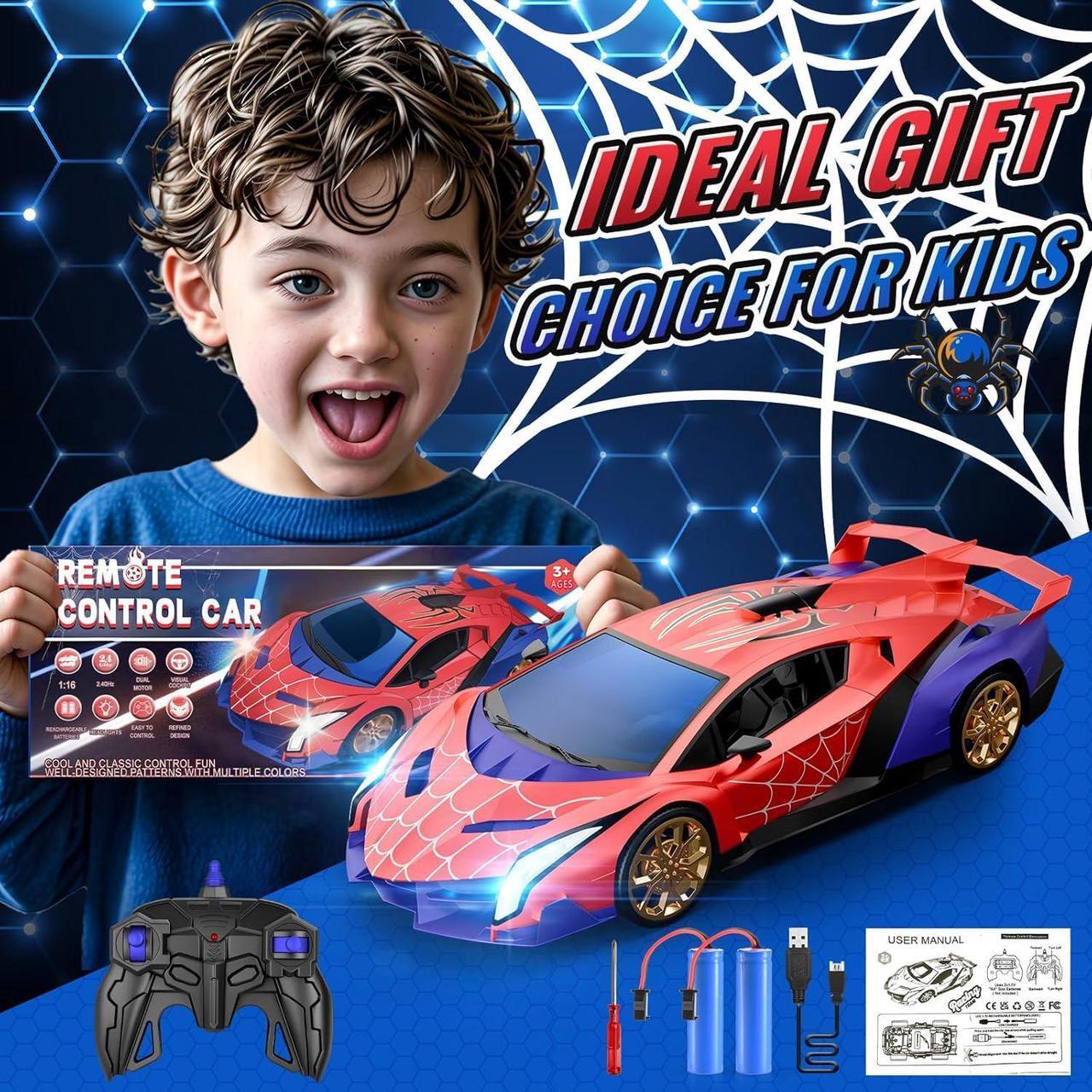 Alt view image 7 of 7 - Spider Remote Control Car 1:16, 2.4GHz RC Cars Spider Toys Gifts For 3 4 5 6 7 8 9 10 Year Old Boys Kids, Electric Rechargeable Race Toy Car With Lights, Boys Girls Toys Age 4-6 6-8 8-12 Birthday Gift