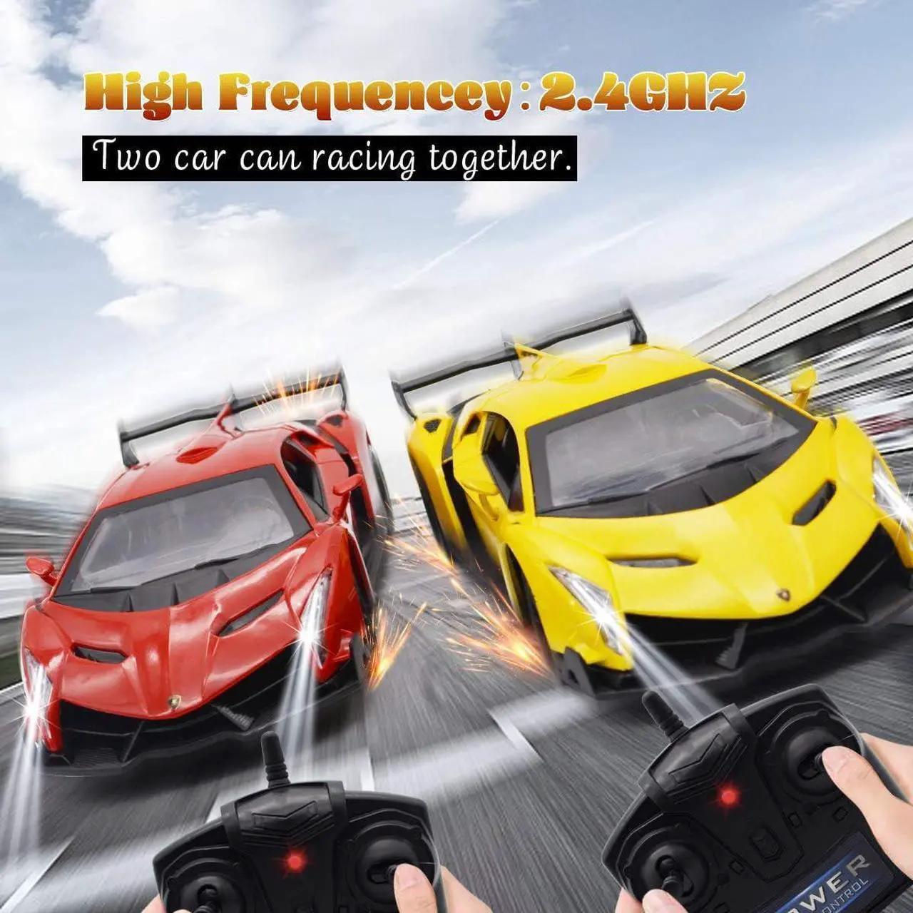Alt view image 2 of 7 - QUN FENG Remote Control RC CAR Racing Cars Compatible with Lamborghini Veneno Officially Licensed 1:24 Toy RC Cars Model Vehicle for Boys 6,7,8 Years Old,red