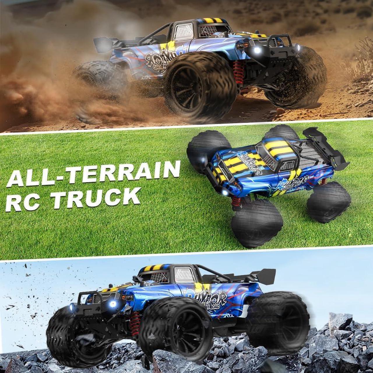 Alt view image 6 of 7 - 1:16 Scale RC Cars for Adult, Remote Control Car Fast 40KPH Hobby RC Cars for Boys Age 8+, 4x4 All Terrain Off-Road RC Truck for Kids with 2.4 GHz Remote Control 2 Rechargeable Batteries