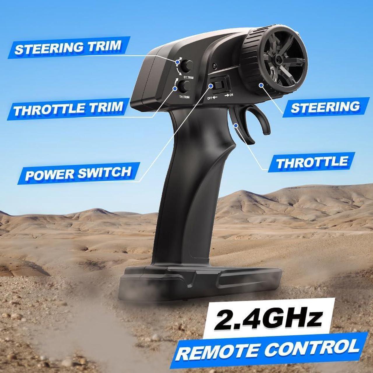 Alt view image 7 of 7 - 1:16 Scale RC Cars for Adult, Remote Control Car Fast 40KPH Hobby RC Cars for Boys Age 8+, 4x4 All Terrain Off-Road RC Truck for Kids with 2.4 GHz Remote Control 2 Rechargeable Batteries