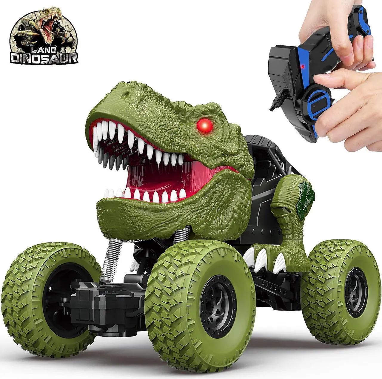 Main image of Remote Control Dinosaur Car for Kids Boys, 2.4Ghz All Terrain Remote Control Dinosaur Truck with Light, Rechargeable 4WD Off Road RC Car Toys for Kids 3 4 5 6 7 8-12 Year Old Boys Girls Birthday Gift