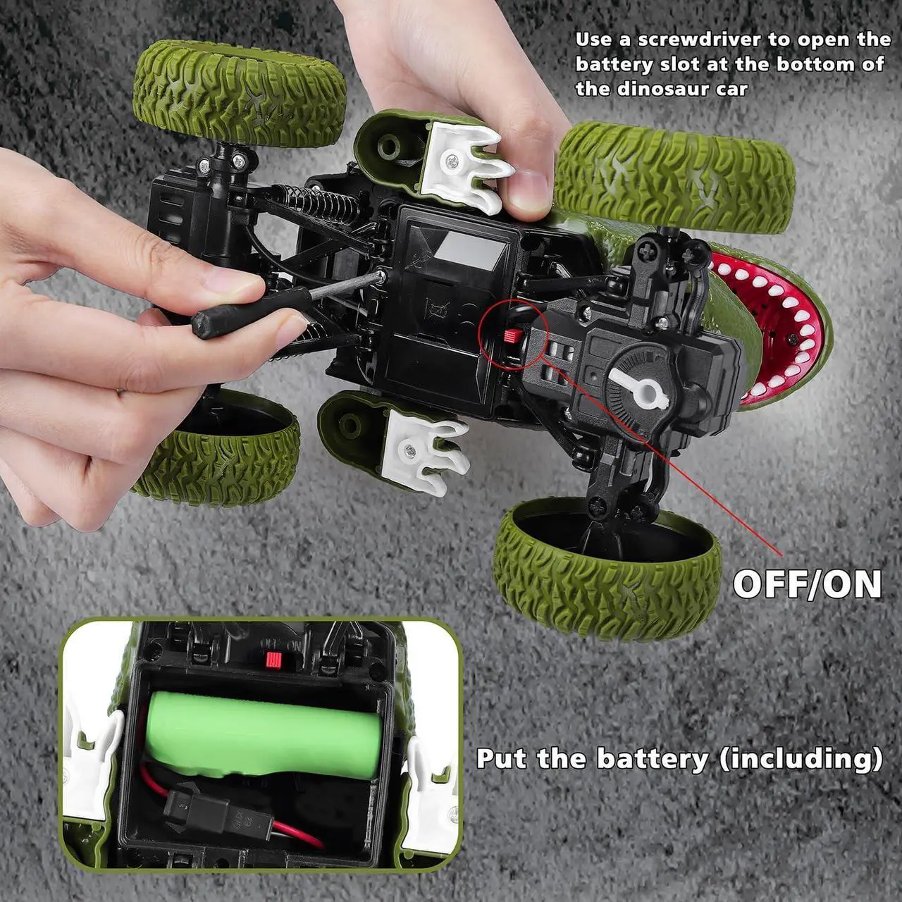 Alt view image 5 of 7 - Remote Control Dinosaur Car for Kids Boys, 2.4Ghz All Terrain Remote Control Dinosaur Truck with Light, Rechargeable 4WD Off Road RC Car Toys for Kids 3 4 5 6 7 8-12 Year Old Boys Girls Birthday Gift