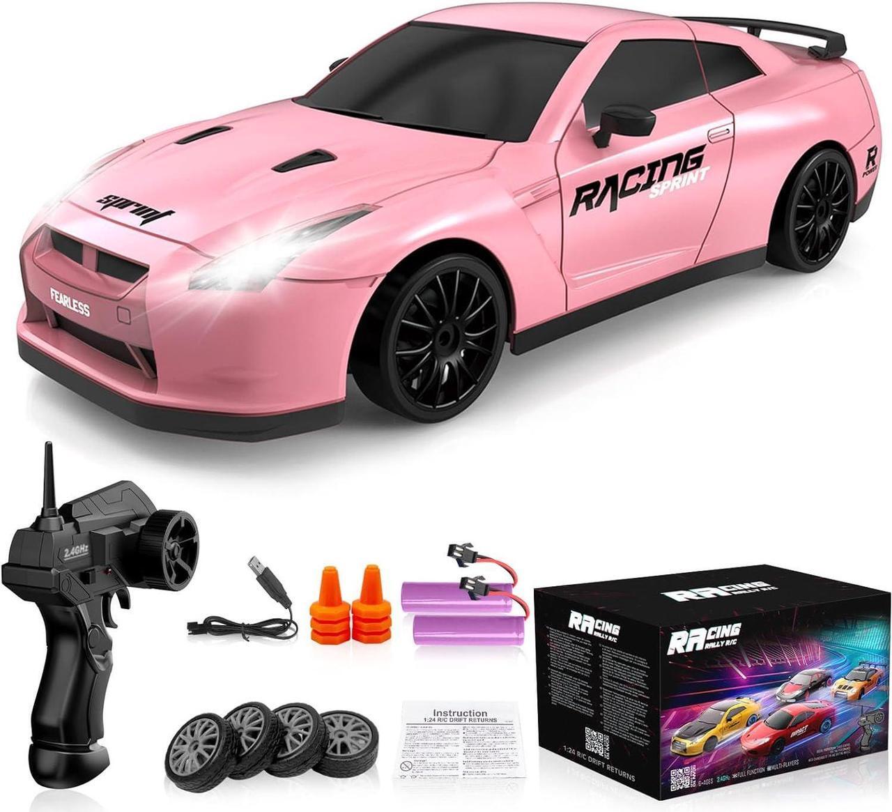 Main image of Remote Control Car RC Drift Car 2.4GHz 1:24 Scale 4WD 15KM/H High Speed Model Vehicle with LED Lights Drifting Tire Racing Sport Toy Car for Adults Boys Girls Kids Gift 2Pcs Rechargeable Batteries