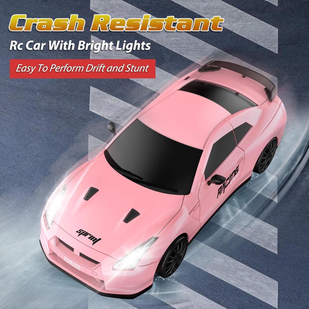 Alt view image 4 of 6 - Remote Control Car RC Drift Car 2.4GHz 1:24 Scale 4WD 15KM/H High Speed Model Vehicle with LED Lights Drifting Tire Racing Sport Toy Car for Adults Boys Girls Kids Gift 2Pcs Rechargeable Batteries