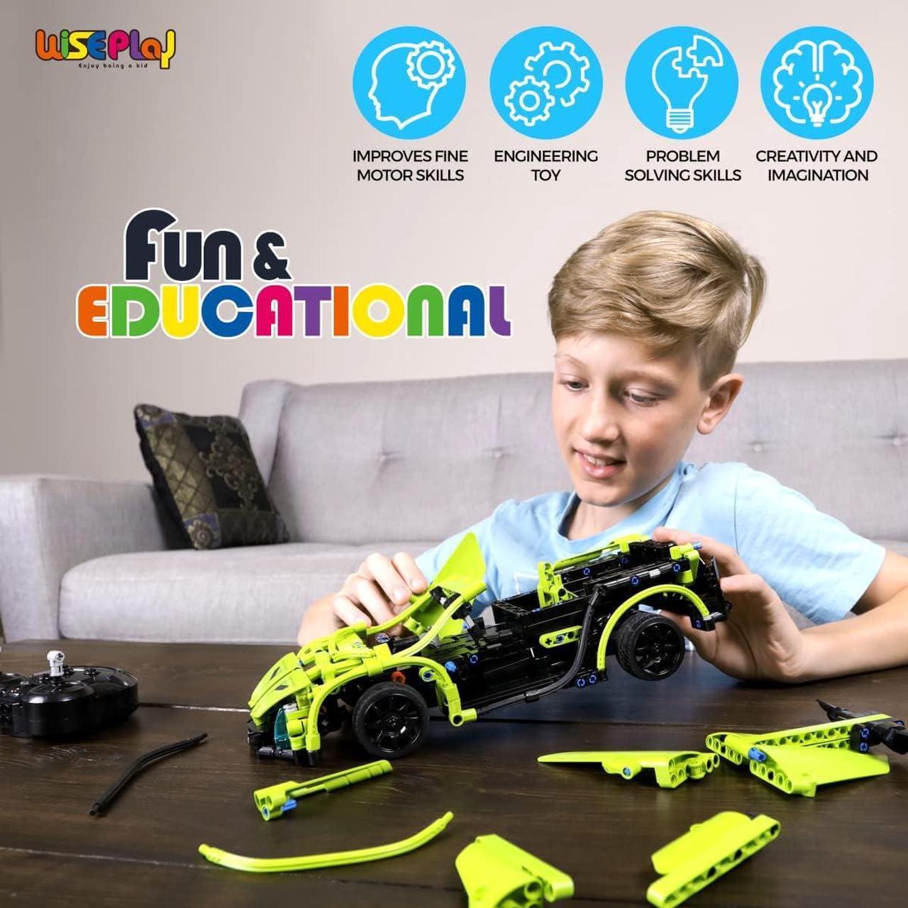 Alt view image 3 of 7 - WISEPLAY Remote Control Car Building Kit, 453PCS Stem Toy for Kids Age 8-10, Great RC Car for 10-Year-Old Boys & Girls, Excellent Gift Idea