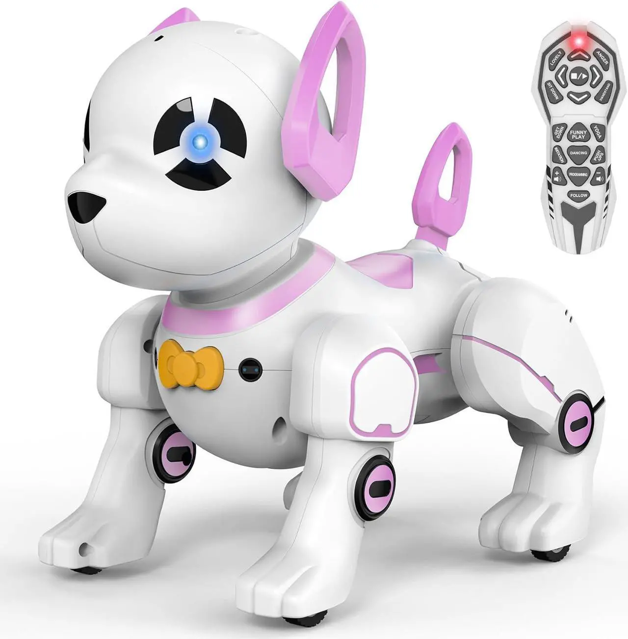 Main image of Remote Control Robot Dog Toy, RC Dog Programmable Smart Interactive Robotic Pets, RC Stunt Robot Toys Dog Imitates Animals Follow Functions for Boys Girls Toy RC Car Robot Dog Pink
