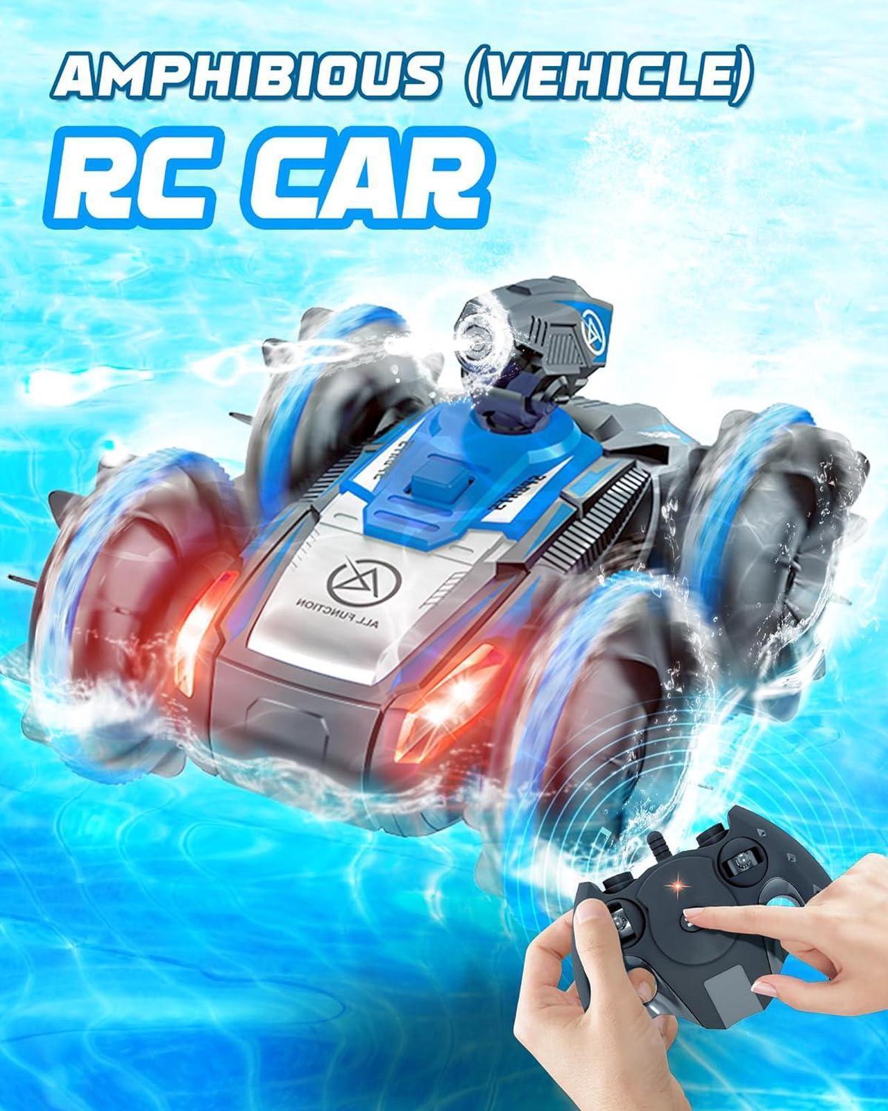 Alt view image 2 of 7 - Remote-Control Car RC Boat for Pool: Amphibious Car Toys with Water Gun for Kids ages 6 7 8-12 Adults  2.4 GHz Waterproof RC Monster Truck Stunt Car Vehicle  All Terrain Beach Car Toy for Gifts
