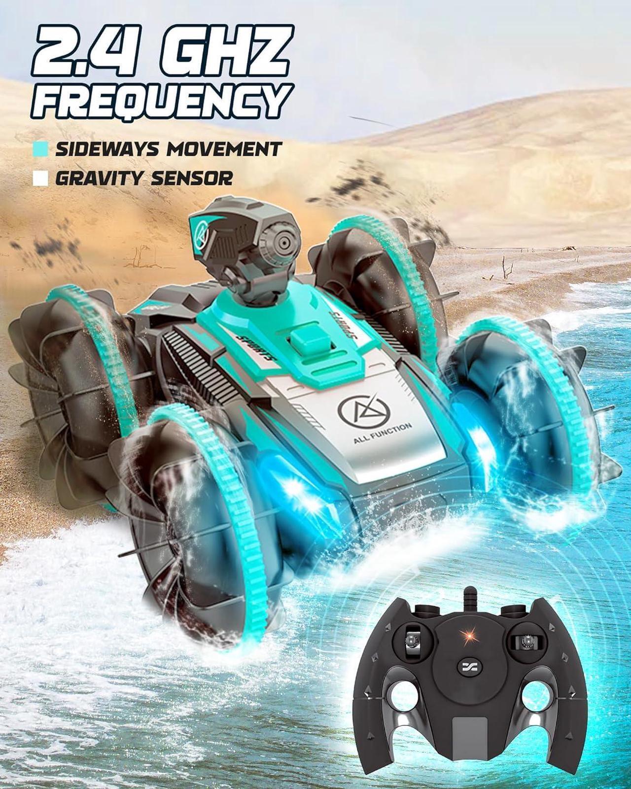 Alt view image 3 of 7 - Remote-Control Car RC Boat for Pool: Amphibious Car Toys with Water Gun for Kids ages 6 7 8-12 Adults  2.4 GHz Waterproof RC Monster Truck Stunt Car Vehicle  All Terrain Beach Car Toy for Gifts