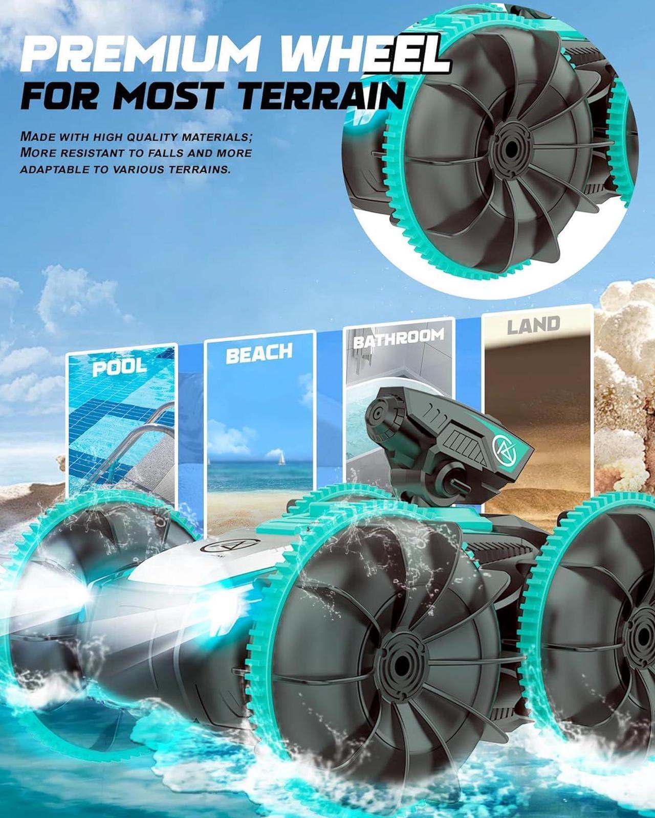Alt view image 5 of 7 - Remote-Control Car RC Boat for Pool: Amphibious Car Toys with Water Gun for Kids ages 6 7 8-12 Adults  2.4 GHz Waterproof RC Monster Truck Stunt Car Vehicle  All Terrain Beach Car Toy for Gifts