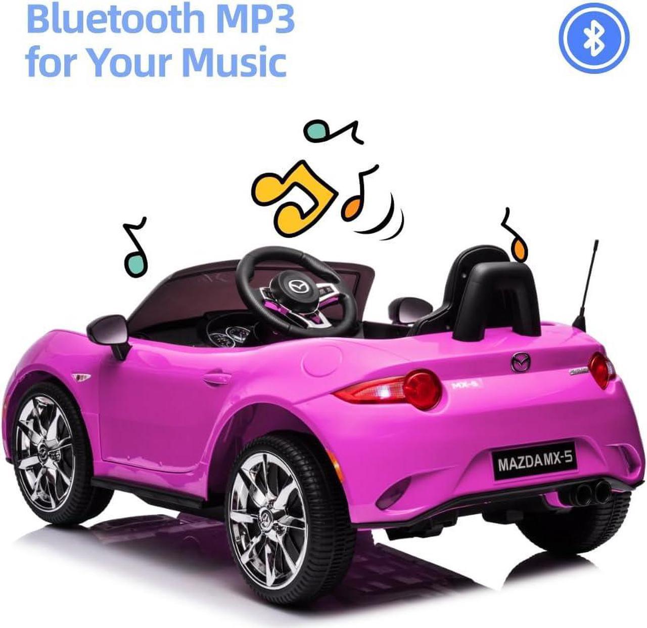 Alt view image 3 of 7 - 12V Ride on Car, Licensed Mazda MX-5 Electric Car for Kids, 12V Ride on Toys, Kids Cars with Parent Remote Control, Lights, Music-Pink