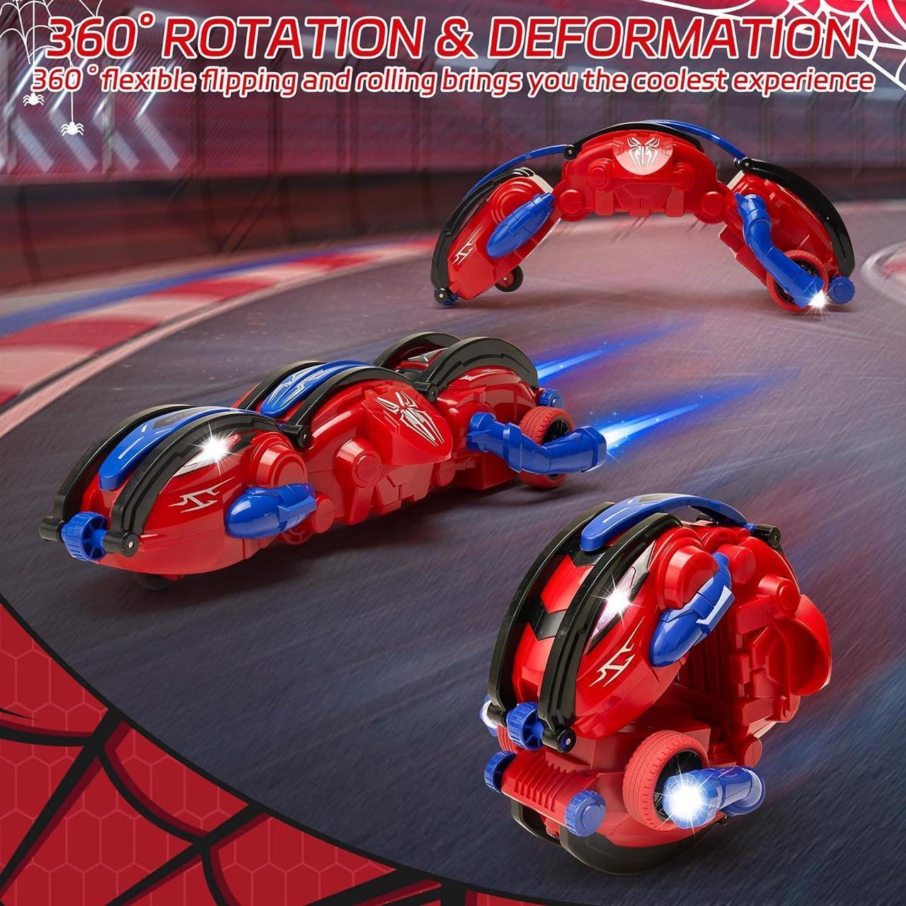 Alt view image 2 of 6 - 2.4Ghz Spider RC Cars with LED Lights, 360° Rolling Remote Control Car Rotating RC Stunt Car for Kids 6 7 8 9+ Year Old, Rechargeable Snake Car Indoor Outdoor Spider Toys for Boys 6 7 8-13