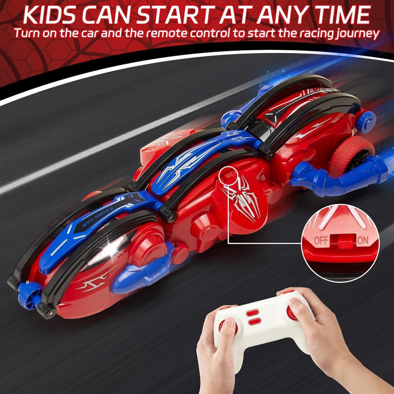 Alt view image 4 of 6 - 2.4Ghz Spider RC Cars with LED Lights, 360° Rolling Remote Control Car Rotating RC Stunt Car for Kids 6 7 8 9+ Year Old, Rechargeable Snake Car Indoor Outdoor Spider Toys for Boys 6 7 8-13