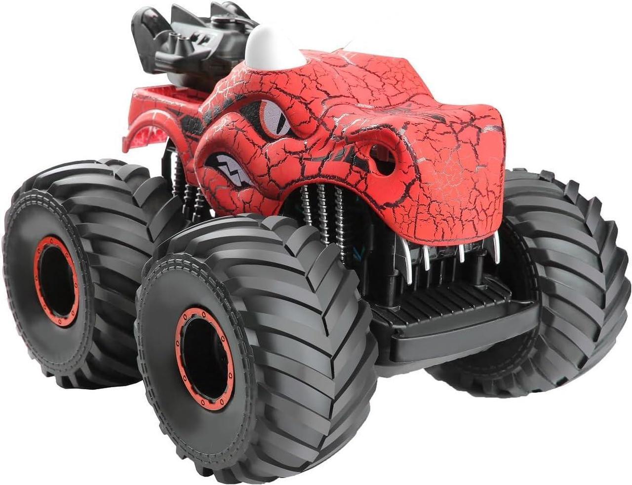 Alt view image 2 of 7 - Threeking 1:18 Dinosaur RC Car Remote Control Cars Trucks Toy 4WD Off-Road Car Toys with Lights Spray Suitable for All Terrain Gifts Presents for Boys/Girls Ages 6+ Red
