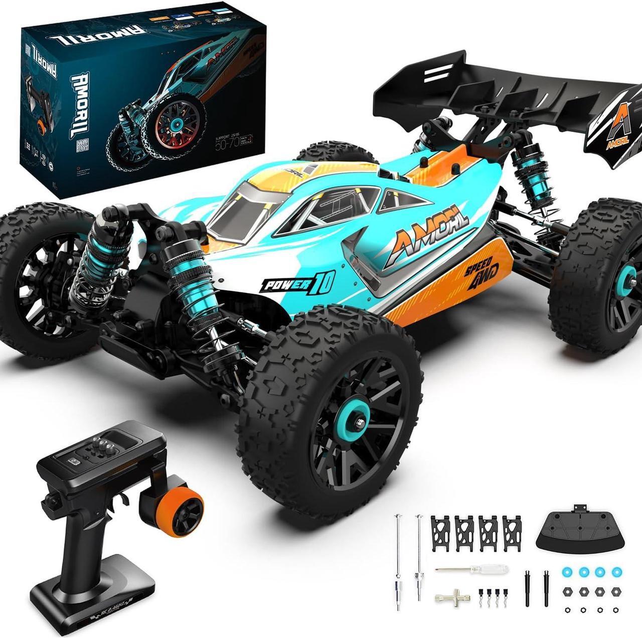 Main image of AMORIL 1:14 Fast RC Cars for Adults,Max 70+KMH Hobby Remote Control Car,4X4 Monster Truck Racing Buggy,Electric Vehicle Toy for Kids with Oil Shocks,Metal Parts