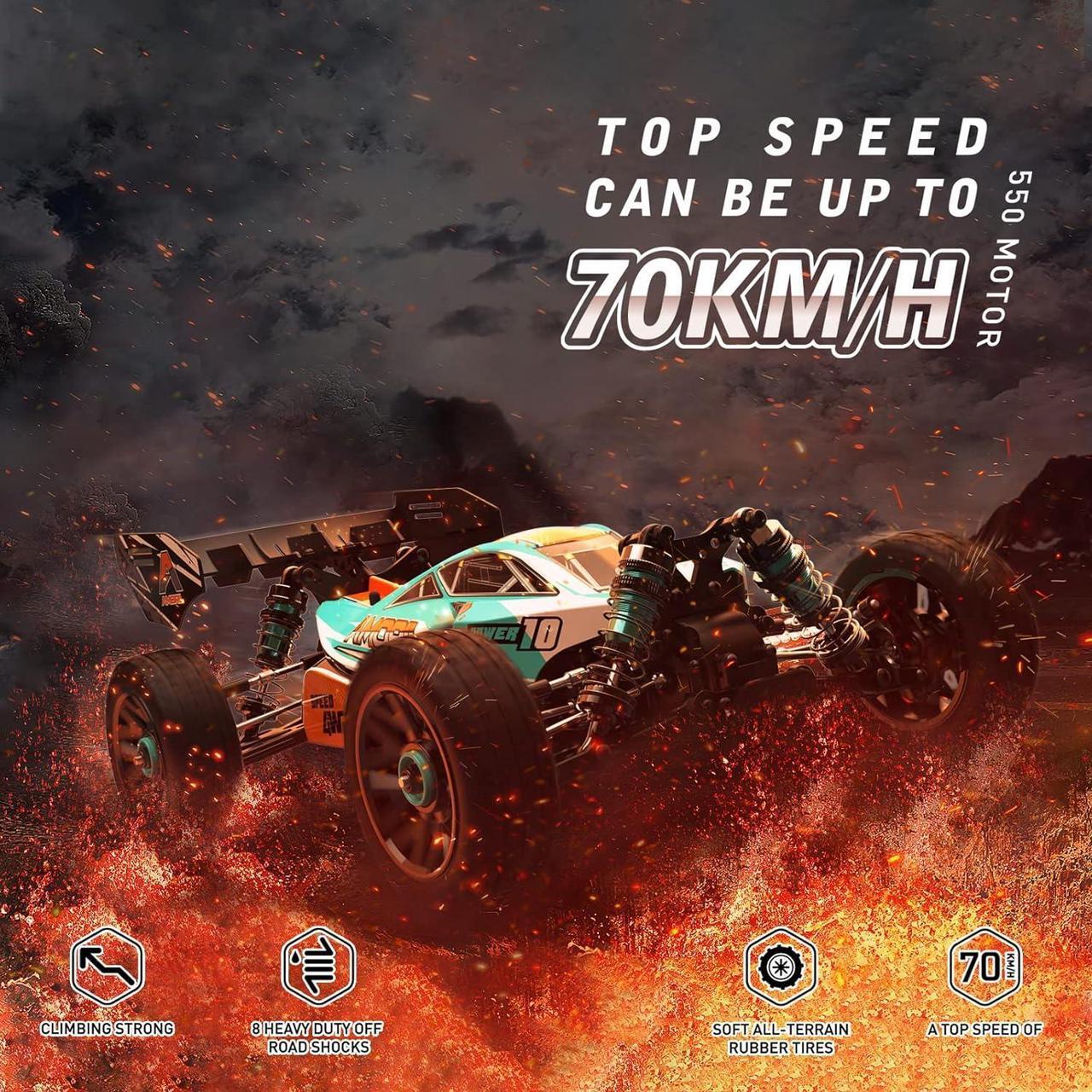 Alt view image 2 of 6 - AMORIL 1:14 Fast RC Cars for Adults,Max 70+KMH Hobby Remote Control Car,4X4 Monster Truck Racing Buggy,Electric Vehicle Toy for Kids with Oil Shocks,Metal Parts