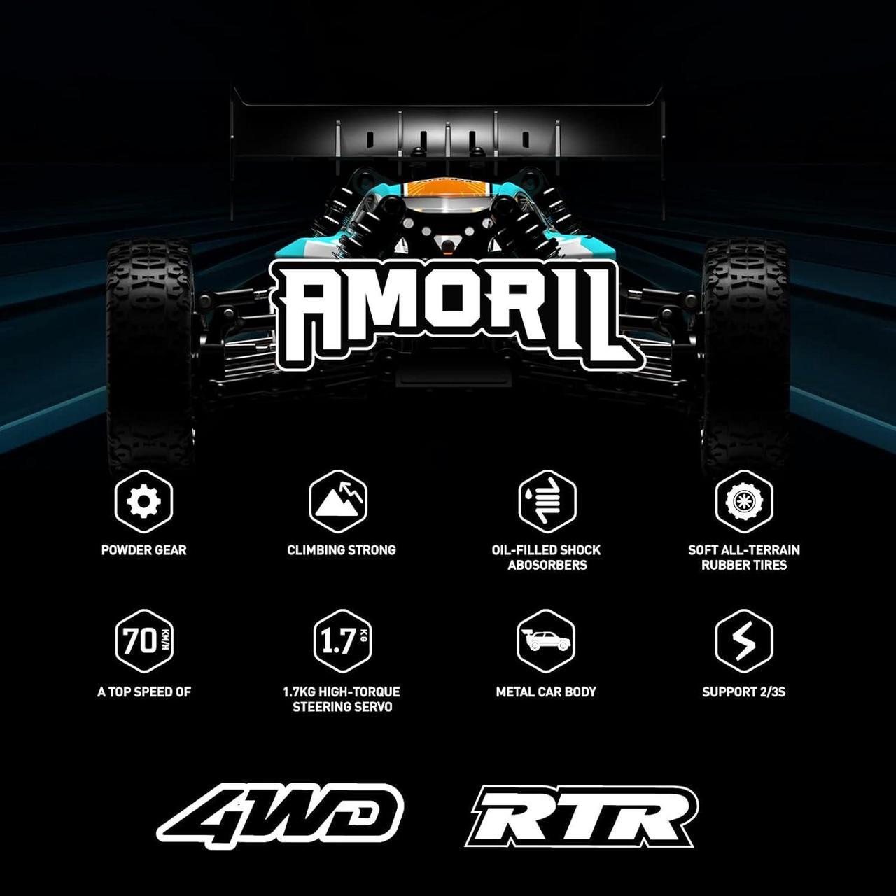 Alt view image 3 of 6 - AMORIL 1:14 Fast RC Cars for Adults,Max 70+KMH Hobby Remote Control Car,4X4 Monster Truck Racing Buggy,Electric Vehicle Toy for Kids with Oil Shocks,Metal Parts