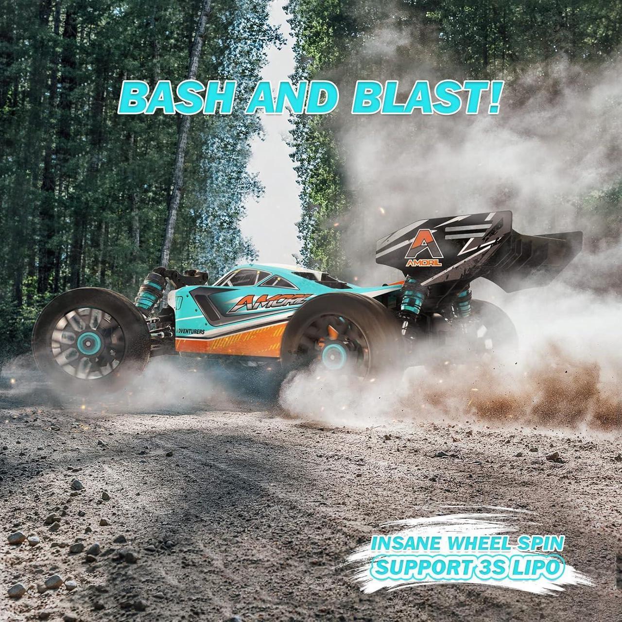 Alt view image 4 of 6 - AMORIL 1:14 Fast RC Cars for Adults,Max 70+KMH Hobby Remote Control Car,4X4 Monster Truck Racing Buggy,Electric Vehicle Toy for Kids with Oil Shocks,Metal Parts