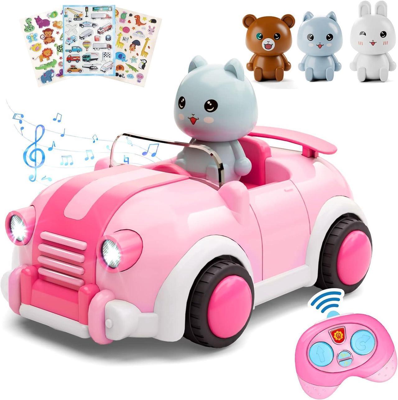 Main image of Girls Toys Age 3+,Remote Control Cars for Kids,with 3 Cartoon Dolls, RC Car with Music and Lights,Gifts for 3+ Year Olds Boys Girls