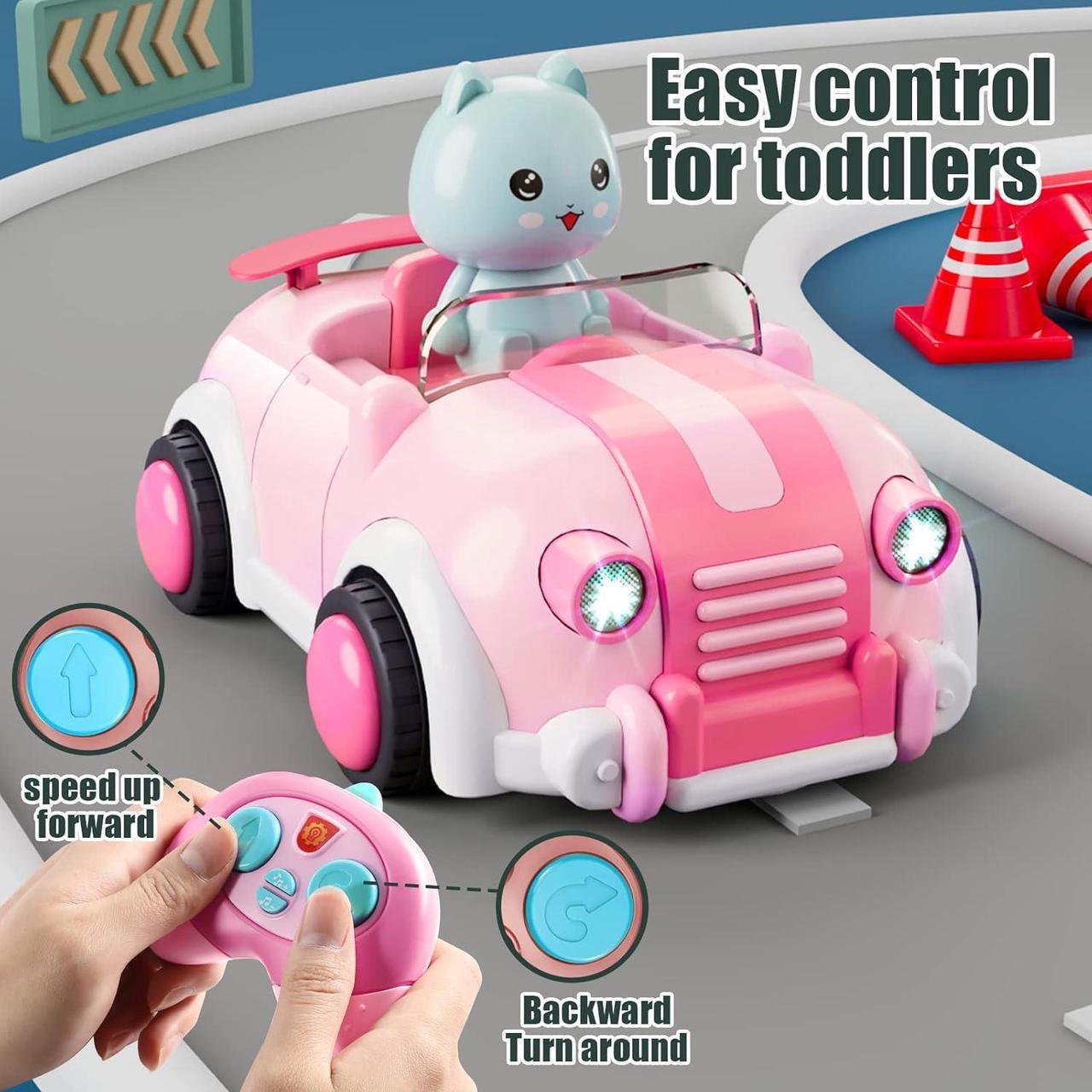 Alt view image 3 of 7 - Girls Toys Age 3+,Remote Control Cars for Kids,with 3 Cartoon Dolls, RC Car with Music and Lights,Gifts for 3+ Year Olds Boys Girls