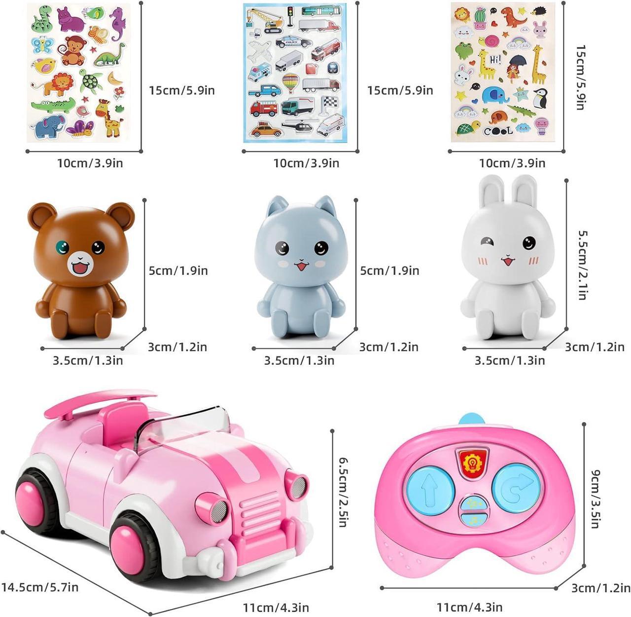 Alt view image 4 of 7 - Girls Toys Age 3+,Remote Control Cars for Kids,with 3 Cartoon Dolls, RC Car with Music and Lights,Gifts for 3+ Year Olds Boys Girls