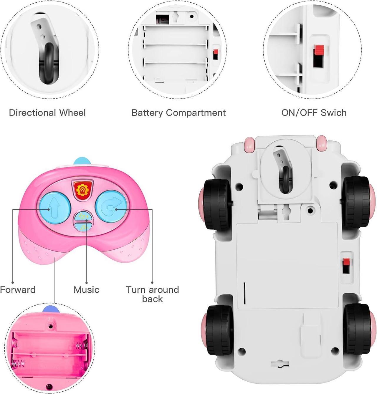 Alt view image 6 of 7 - Girls Toys Age 3+,Remote Control Cars for Kids,with 3 Cartoon Dolls, RC Car with Music and Lights,Gifts for 3+ Year Olds Boys Girls