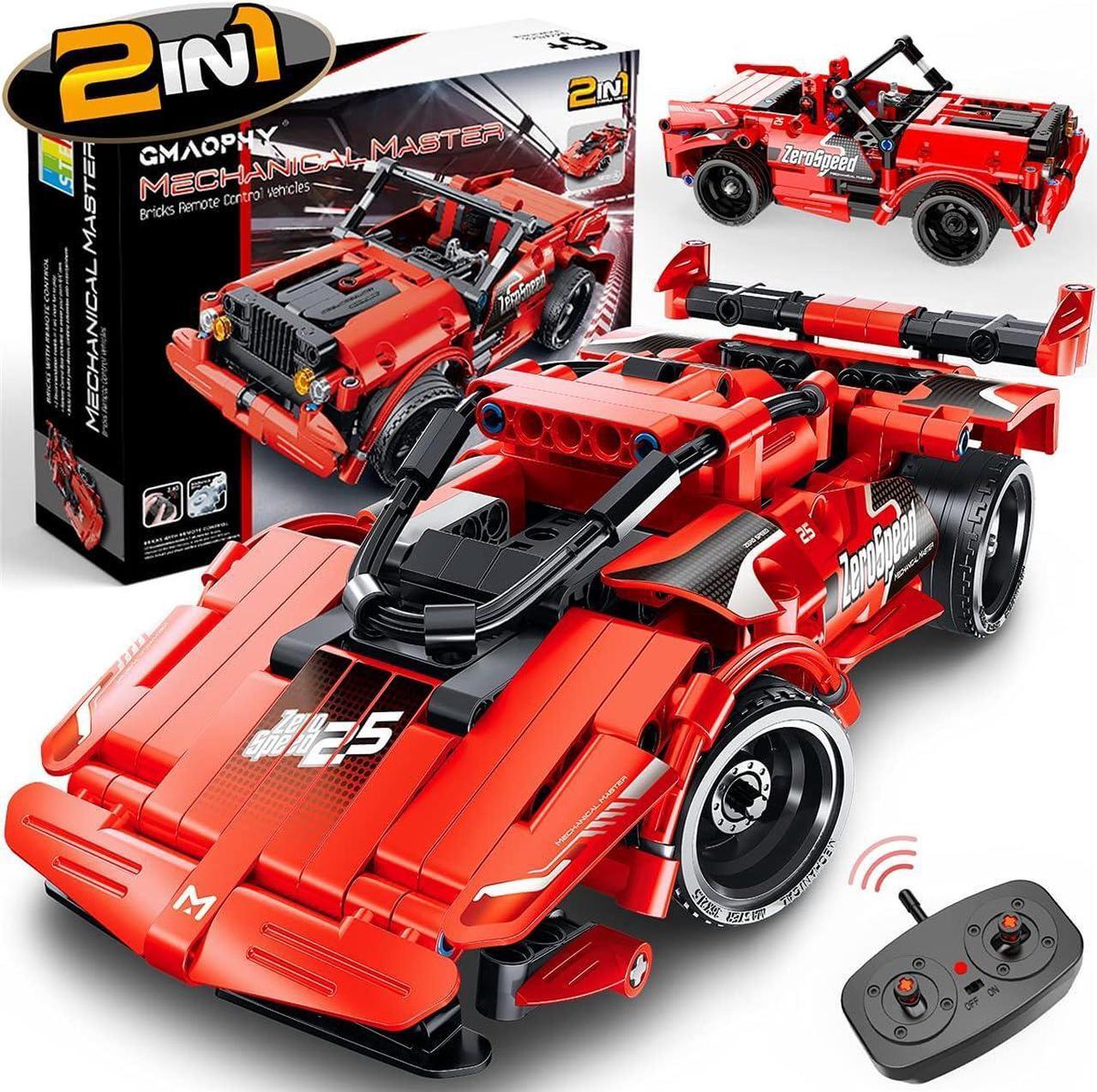 Main image of STEM Toy Building Toys Gifts for Age 5, 6, 7, 8, 9, 10, 11, 12 Years Old Kids Boys Girls, 2 in 1 Remote Control Racing Car Building Blocks, 351 Pcs DIY Building Kits, Engineering Construction Toy