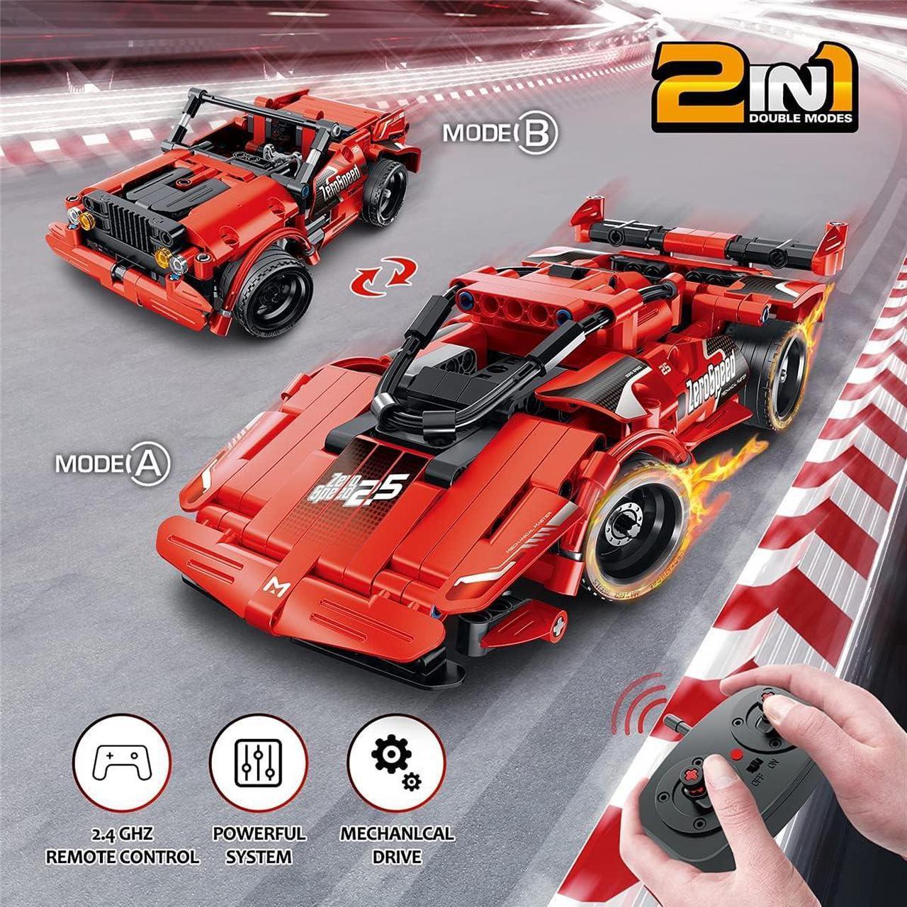 Alt view image 2 of 6 - STEM Toy Building Toys Gifts for Age 5, 6, 7, 8, 9, 10, 11, 12 Years Old Kids Boys Girls, 2 in 1 Remote Control Racing Car Building Blocks, 351 Pcs DIY Building Kits, Engineering Construction Toy