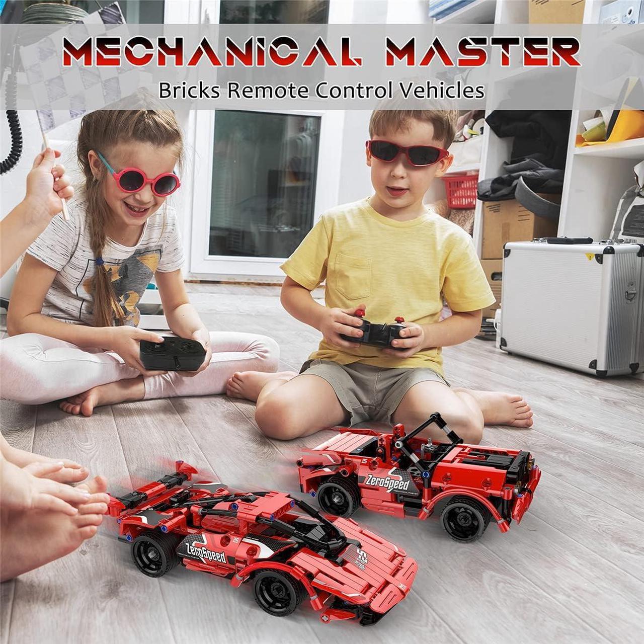 Alt view image 4 of 6 - STEM Toy Building Toys Gifts for Age 5, 6, 7, 8, 9, 10, 11, 12 Years Old Kids Boys Girls, 2 in 1 Remote Control Racing Car Building Blocks, 351 Pcs DIY Building Kits, Engineering Construction Toy