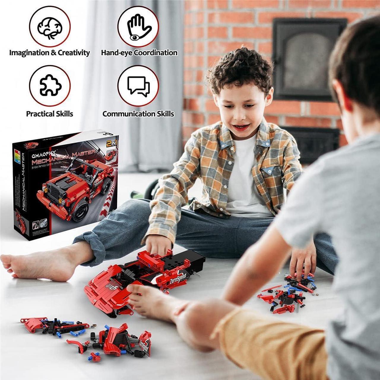 Alt view image 3 of 6 - STEM Toy Building Toys Gifts for Age 5, 6, 7, 8, 9, 10, 11, 12 Years Old Kids Boys Girls, 2 in 1 Remote Control Racing Car Building Blocks, 351 Pcs DIY Building Kits, Engineering Construction Toy