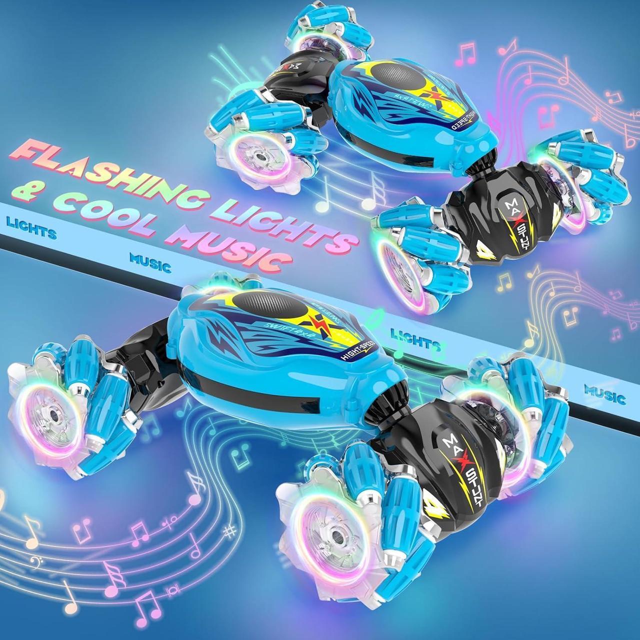 Alt view image 2 of 7 - Gesture Sensing RC Stunt Car, Hand Controlled and 2.4GHz Remote Control Toys Car with Light Music, 360° Rotation Gesture Sensor Toys for 3 4 5 6 7 8 Year Old Kids Boys Girls Gifts (Blue)