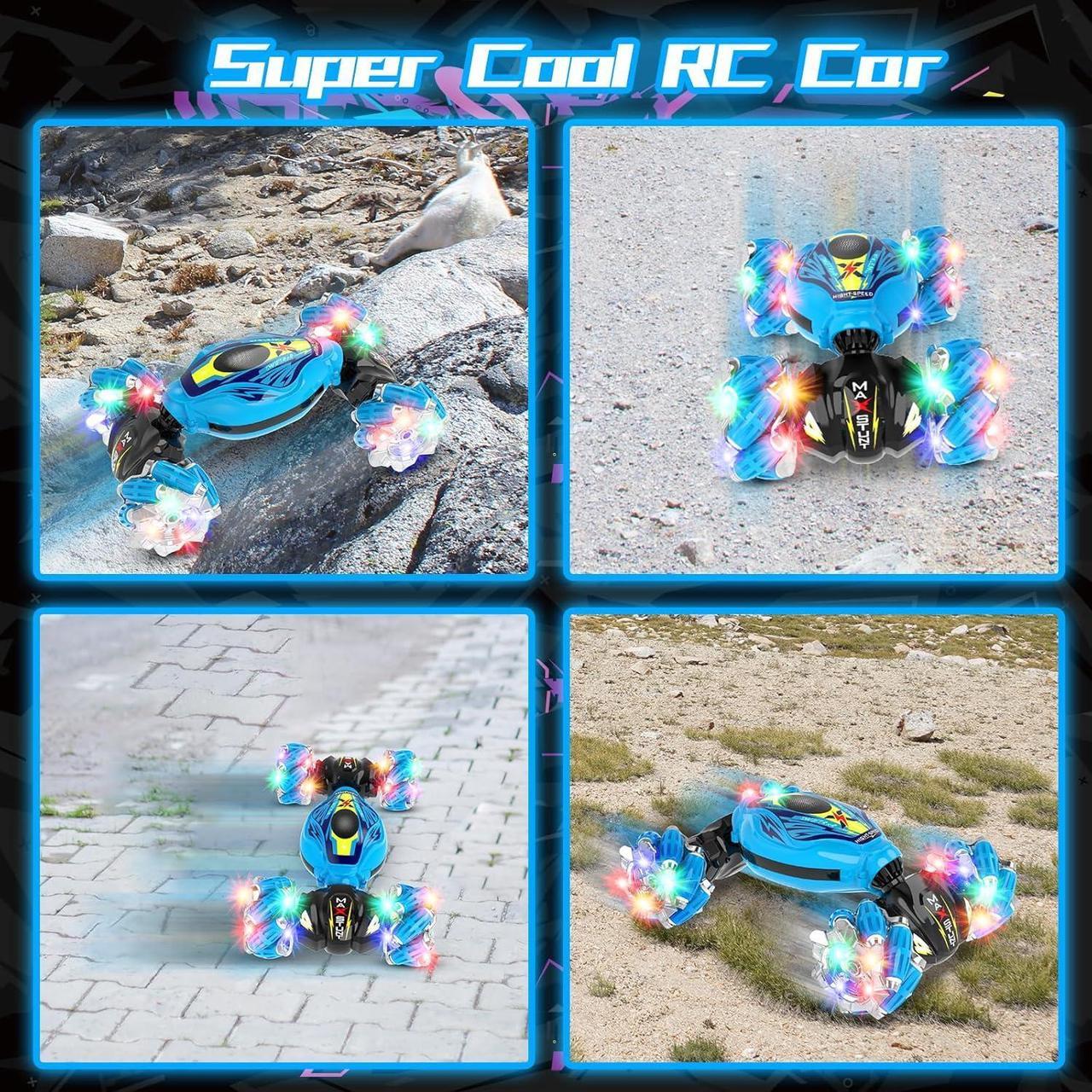 Alt view image 6 of 7 - Gesture Sensing RC Stunt Car, Hand Controlled and 2.4GHz Remote Control Toys Car with Light Music, 360° Rotation Gesture Sensor Toys for 3 4 5 6 7 8 Year Old Kids Boys Girls Gifts (Blue)