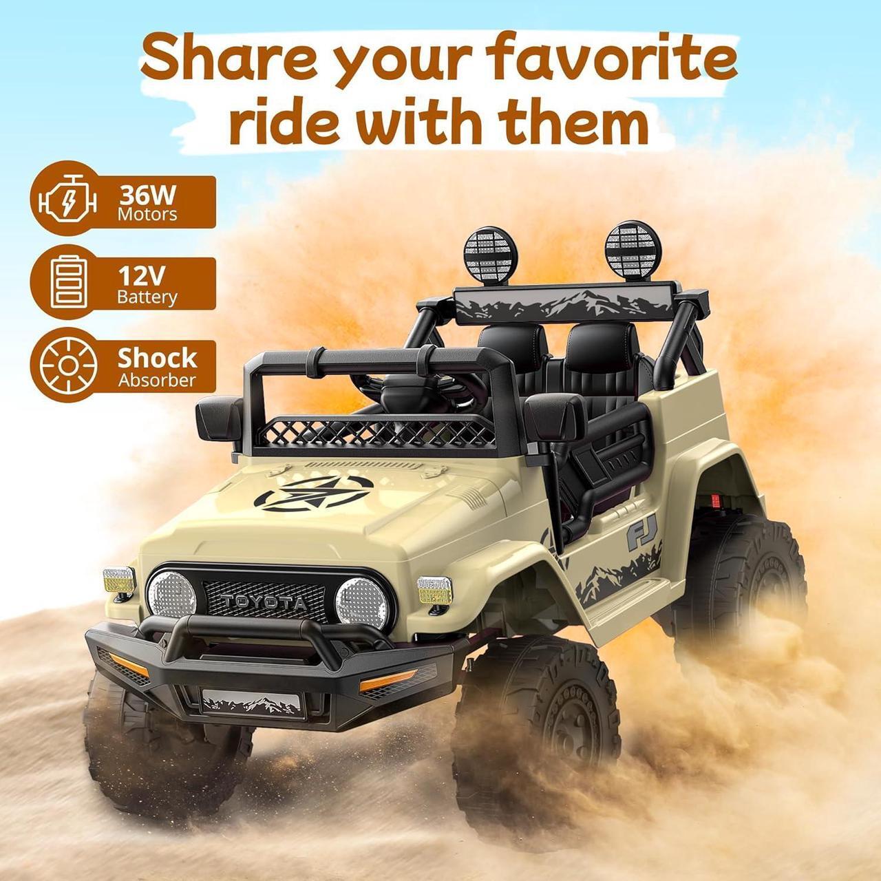 Alt view image 2 of 7 - Kids car Electric car for Kids- Kids Jeep Remote Control Ride on car for Toddlers 12v Ride on Toys Children's Khaki