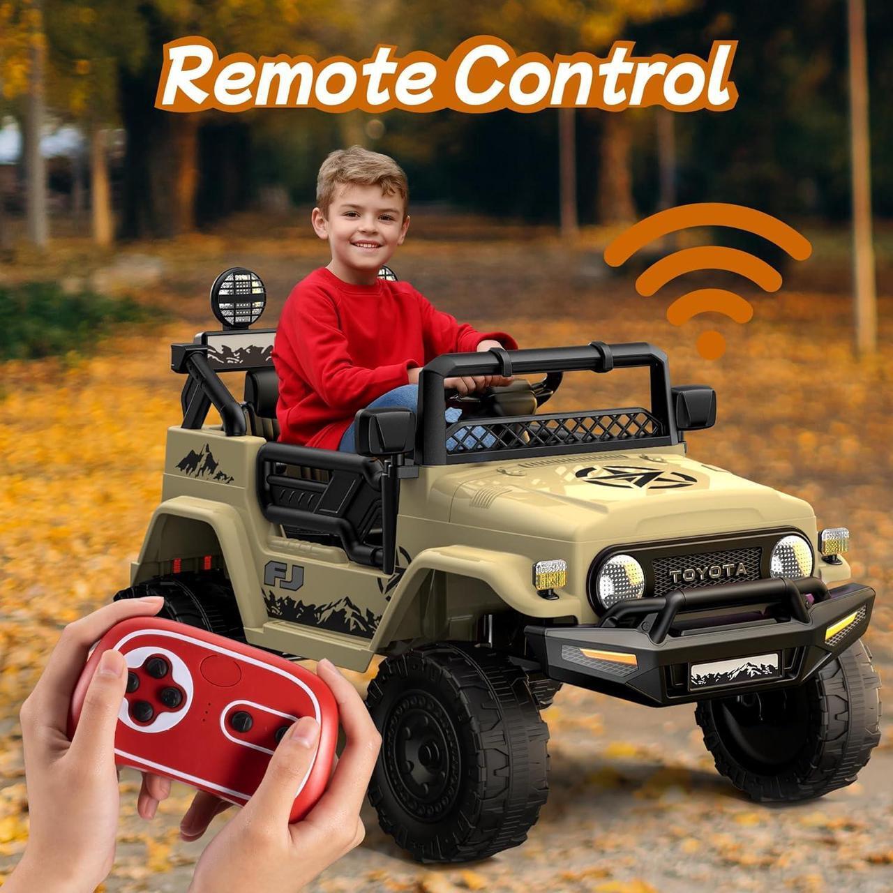 Alt view image 3 of 7 - Kids car Electric car for Kids- Kids Jeep Remote Control Ride on car for Toddlers 12v Ride on Toys Children's Khaki