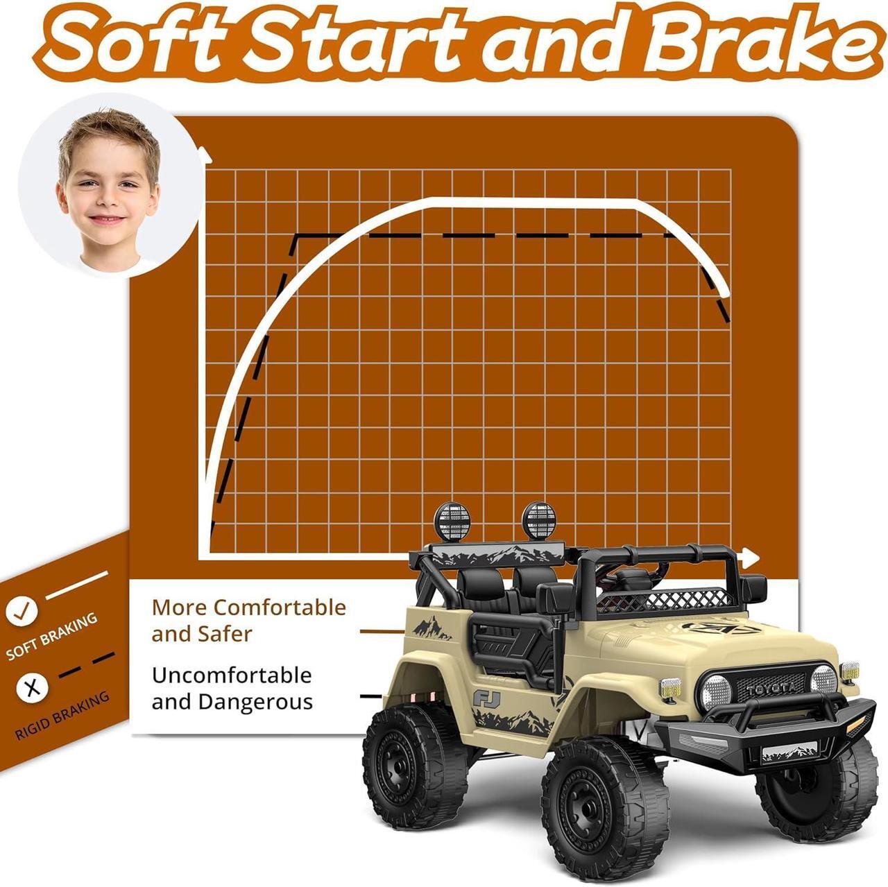 Alt view image 5 of 7 - Kids car Electric car for Kids- Kids Jeep Remote Control Ride on car for Toddlers 12v Ride on Toys Children's Khaki