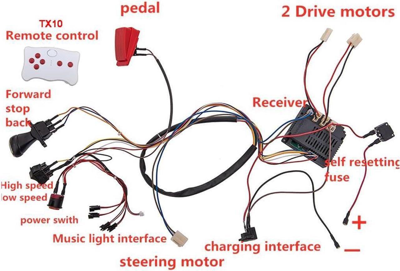 Alt view image 2 of 5 - 12 Volt Children Electric Car DIY Modified Wires and Switch Kit,with 2.4G Bluetooth Remote Control and Receiver,for Children Electric Ride On Car Accessories