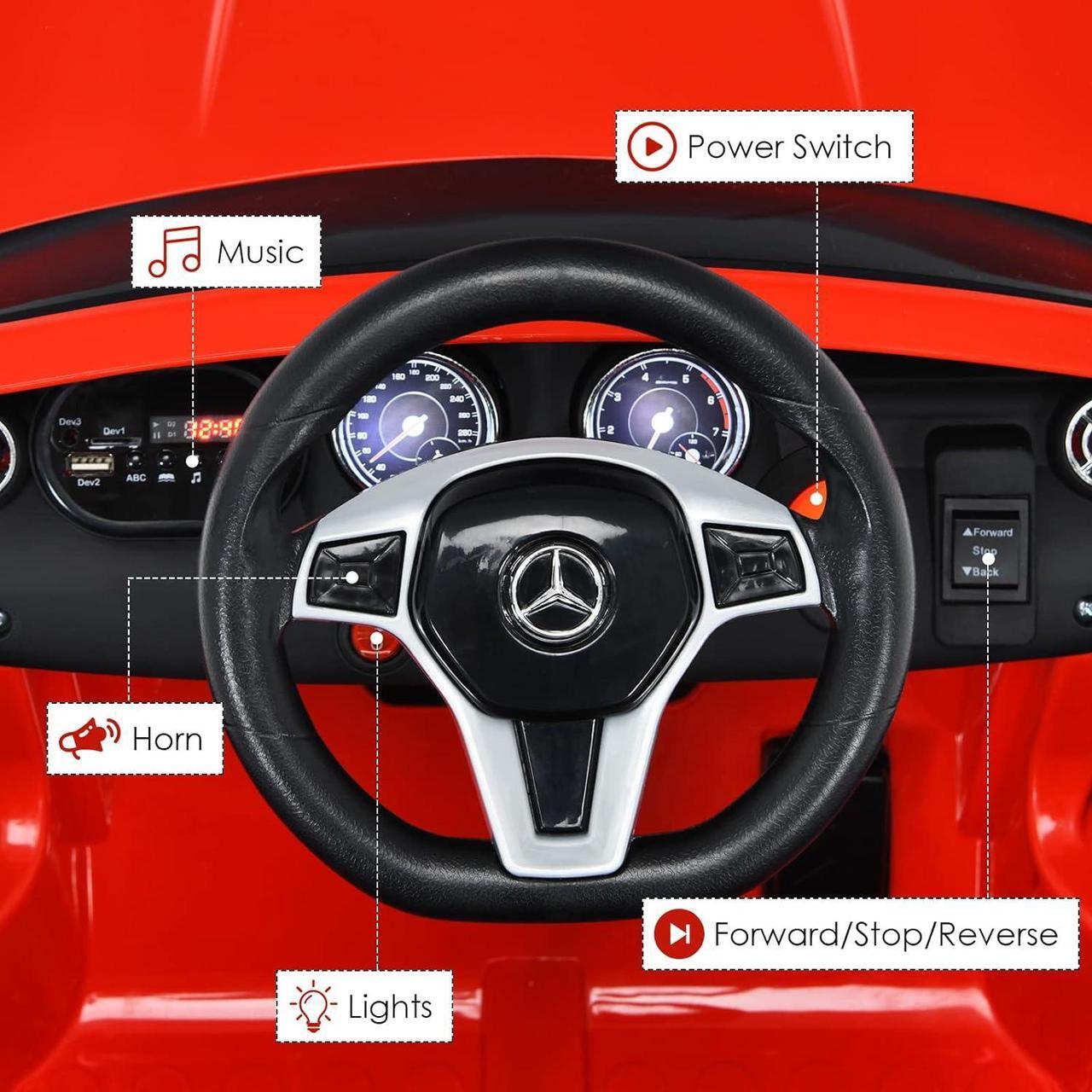Alt view image 5 of 7 - OLAKIDS Kids Ride On Car with Remote Control, 12V Licensed Mercedes Benz GLA45 Electric Vehicle for Toddlers, Battery Powered Toy with Music, USB, MP3, 2 Speeds, Wheels Suspension, LED Lights (Red)