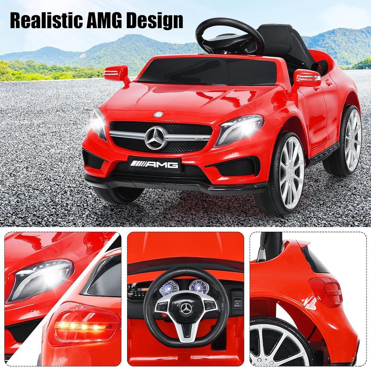 Alt view image 3 of 7 - OLAKIDS Kids Ride On Car with Remote Control, 12V Licensed Mercedes Benz GLA45 Electric Vehicle for Toddlers, Battery Powered Toy with Music, USB, MP3, 2 Speeds, Wheels Suspension, LED Lights (Red)