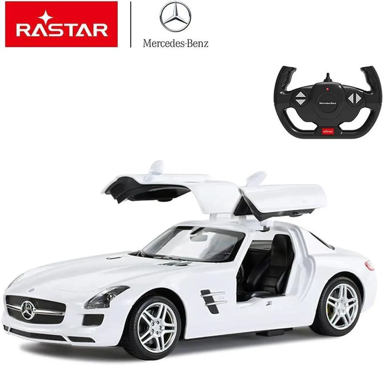 Alt view image 3 of 7 - RASTAR Benz Remote Control Car |1:14 RC Mercedes Benz SLS AMG Model Car Toy Car for Kids, Open Doors by Manual - White 2.4GHz