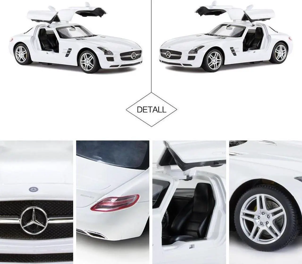 Alt view image 7 of 7 - RASTAR Benz Remote Control Car |1:14 RC Mercedes Benz SLS AMG Model Car Toy Car for Kids, Open Doors by Manual - White 2.4GHz