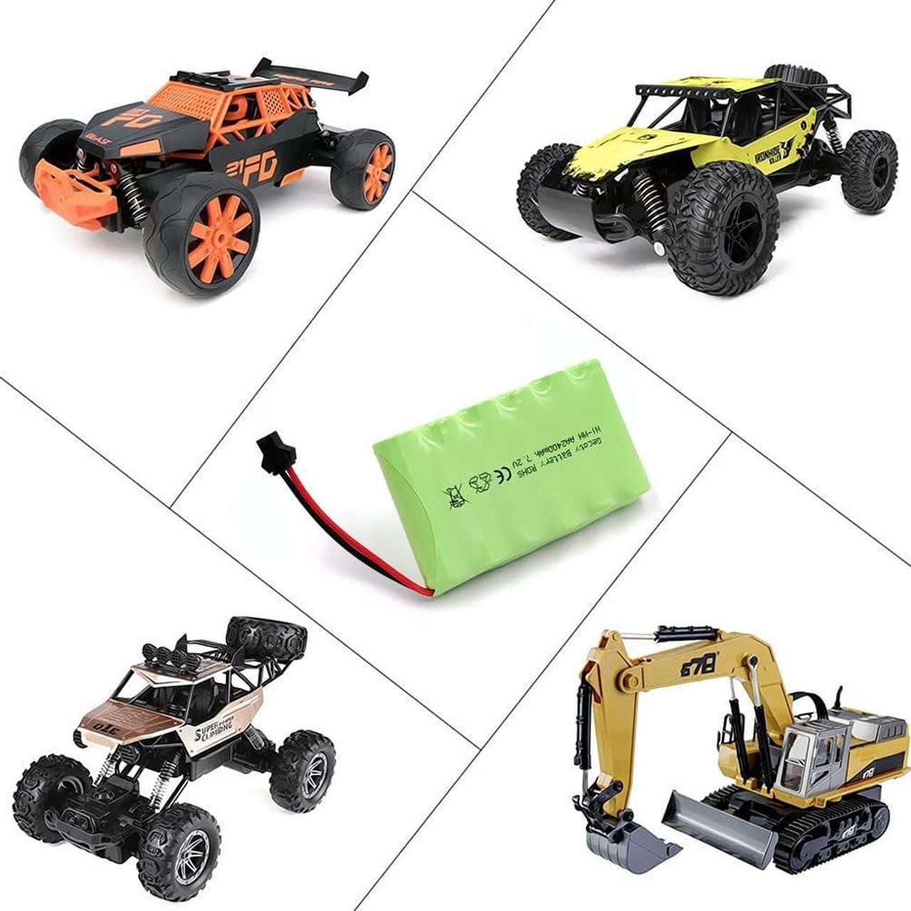 Alt view image 2 of 6 - Ni-MH Battery Pack,Upgrade 7.2V 2400mAh Recharge AA Battery Pack with Standard Charge Cable,SM 2P Plug for RC Car,Truck,Tank, Boat,High Capacity Remote Control Car Battery