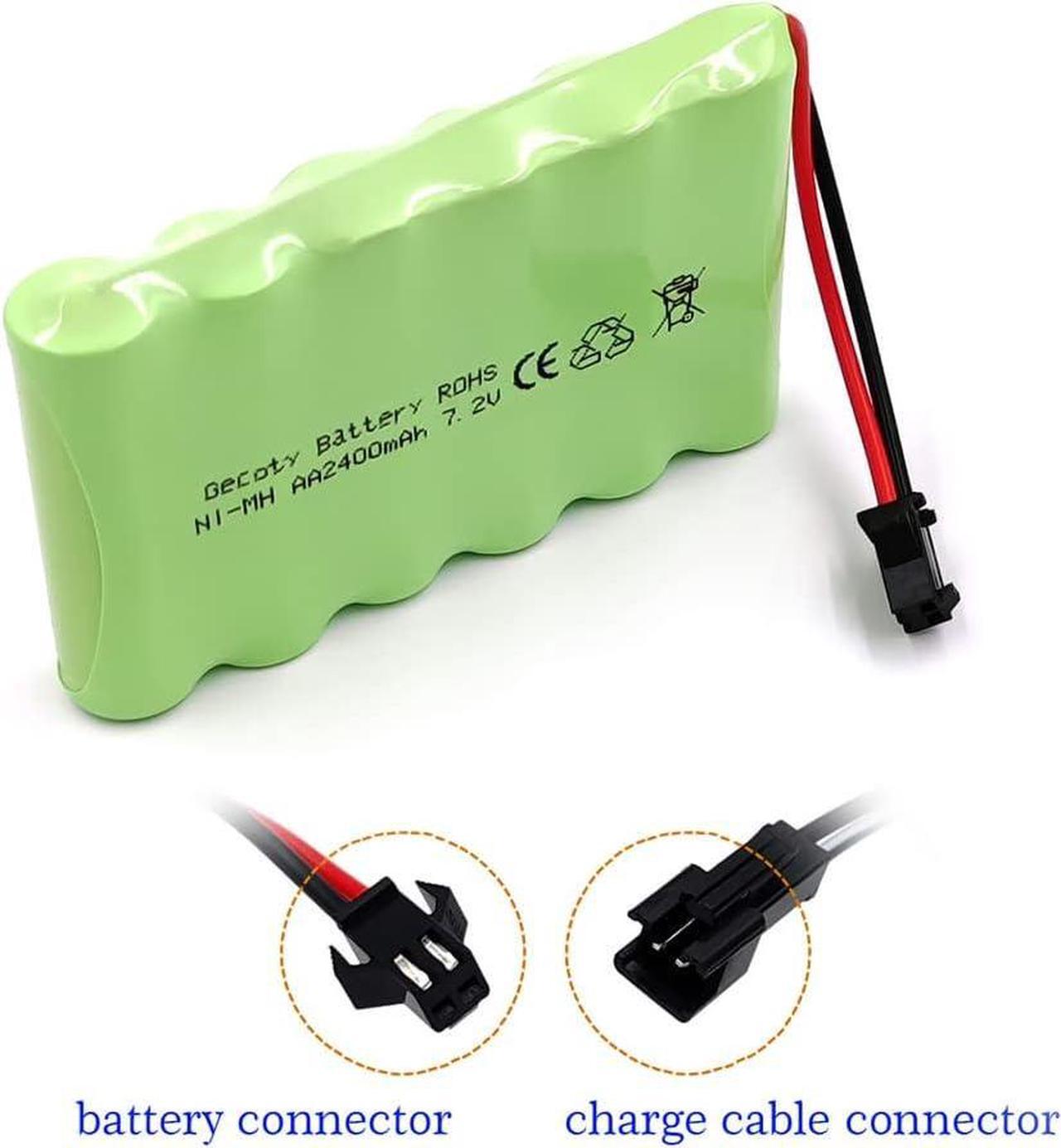Alt view image 5 of 6 - Ni-MH Battery Pack,Upgrade 7.2V 2400mAh Recharge AA Battery Pack with Standard Charge Cable,SM 2P Plug for RC Car,Truck,Tank, Boat,High Capacity Remote Control Car Battery