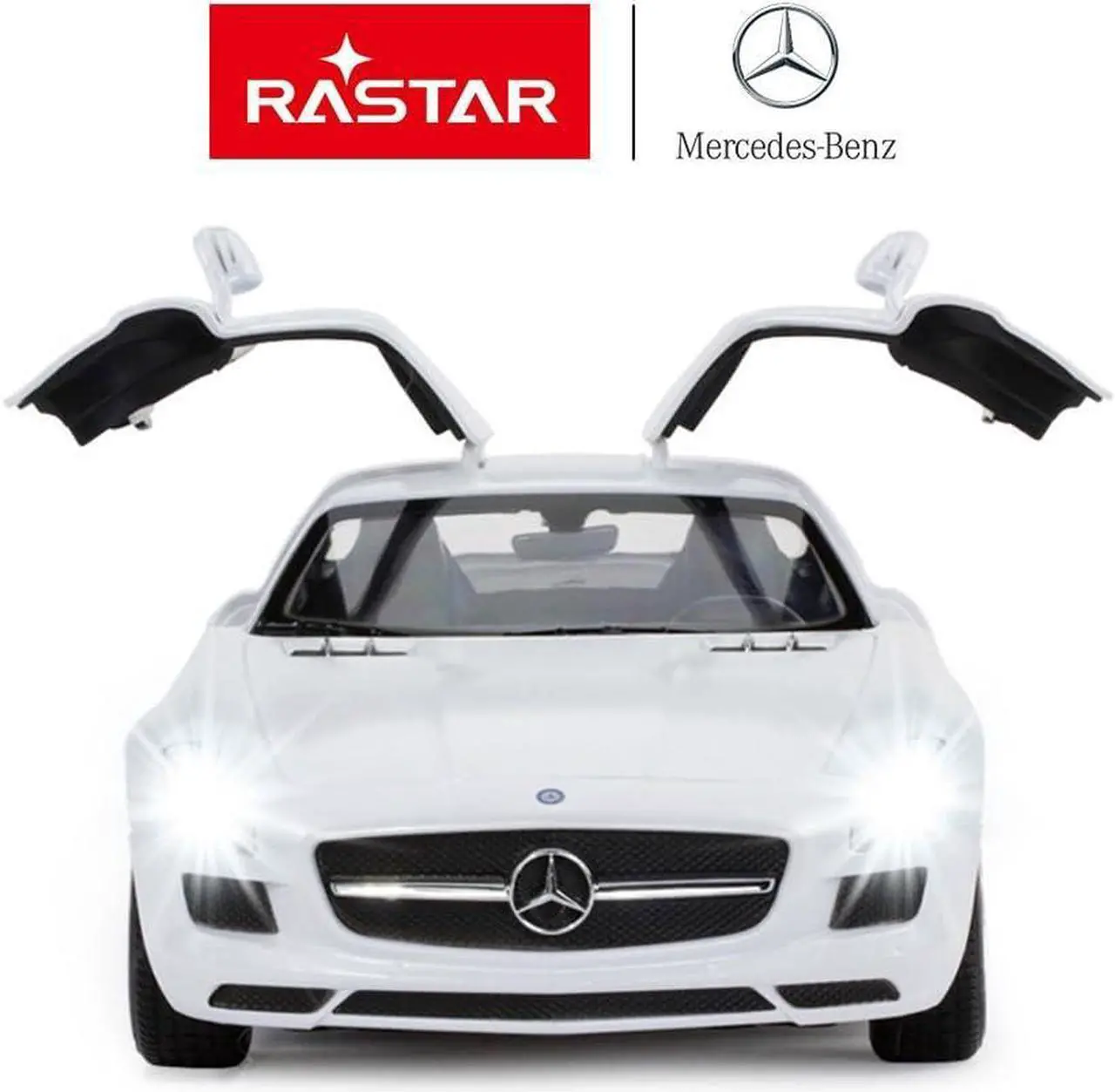 Alt view image 2 of 7 - RASTAR Benz Remote Control Car |1:14 RC Mercedes Benz SLS AMG Model Car Toy Car for Kids, Open Doors by Manual - White 2.4GHz