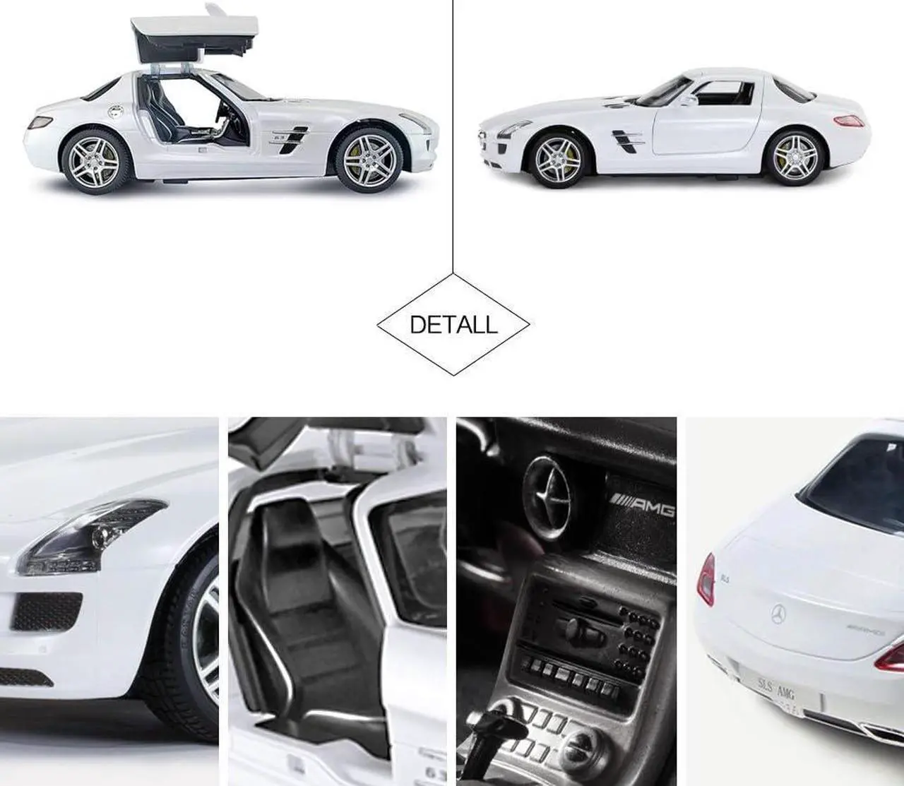 Alt view image 6 of 7 - RASTAR Benz Remote Control Car |1:14 RC Mercedes Benz SLS AMG Model Car Toy Car for Kids, Open Doors by Manual - White 2.4GHz